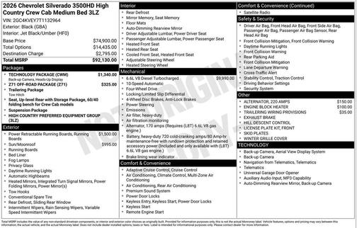 2026 Chevrolet Silverado 3500 High Country