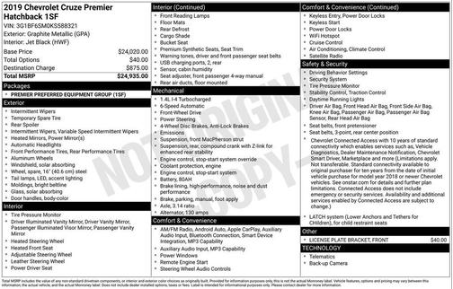 Graphite Metallic 2019 Chevrolet Cruze Premier