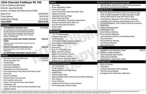 2026 Chevrolet Trailblazer RS