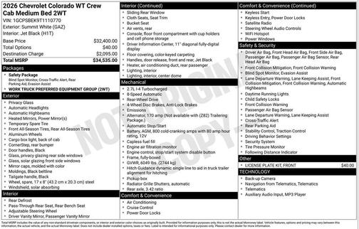 2026 Chevrolet Colorado WT