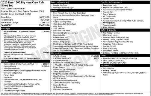Diamond Black Crystal Pearlcoat 2020 RAM 1500 Big Horn/Lone Star