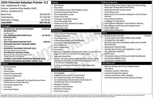 2026 Chevrolet Suburban Premier