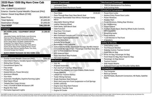 2020 RAM 1500 Big Horn