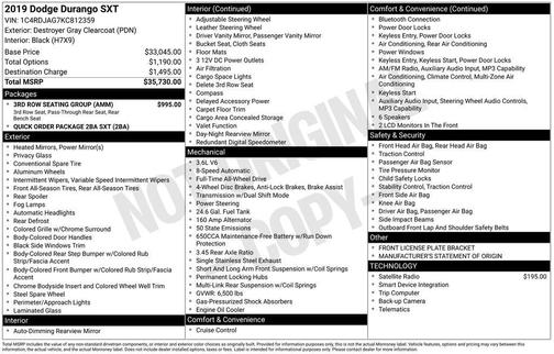 Destroyer Gray Clearcoat 2019 Dodge Durango SXT