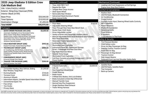 2020 Jeep Gladiator Sport