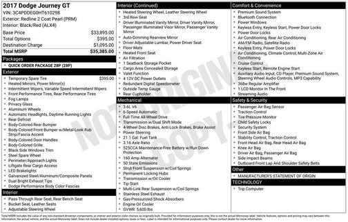 Redline 2 Coat Pearl 2017 Dodge Journey GT