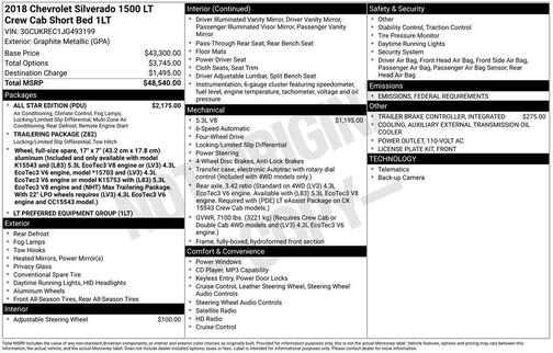 2018 Chevrolet Silverado 1500 LT