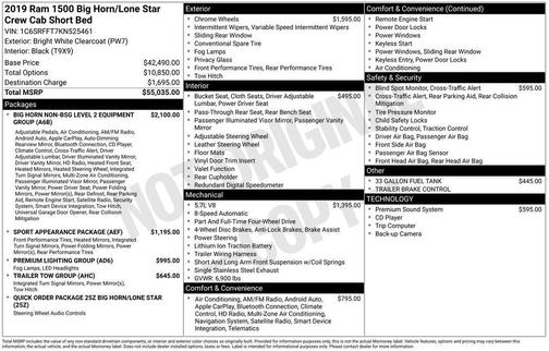 Bright White Clearcoat 2019 RAM 1500 Big Horn