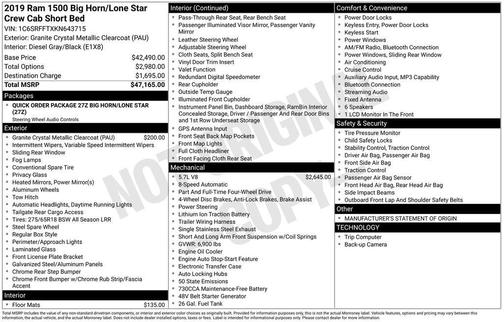 2019 RAM 1500 Big Horn