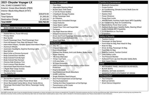2021 Chrysler Voyager LX