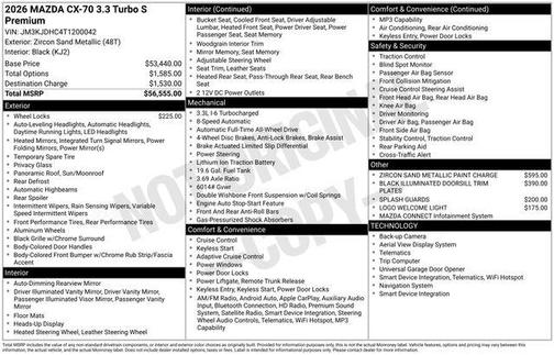 Zircon Sand Metallic 2026 Mazda CX-70 3.3 Turbo S Premium