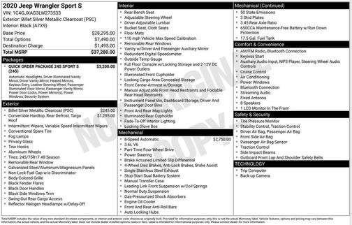 2020 Jeep Wrangler Sport S