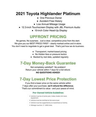 Opulent Amber 2021 Toyota Highlander Platinum