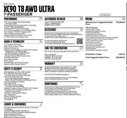 2025 Volvo XC90 Plug-In Hybrid T8 Ultra 7-Seater