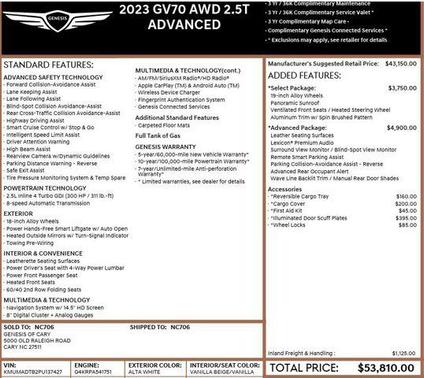 2023 Genesis GV70 2.5T AWD