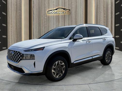Cream White 2021 Hyundai SANTA FE HEV Blue