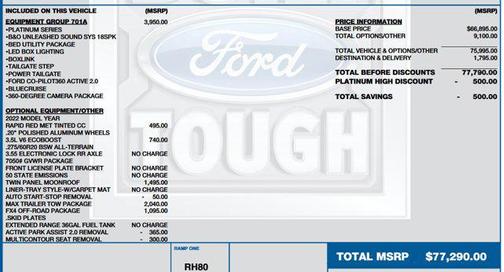 2022 Ford F-150 Platinum