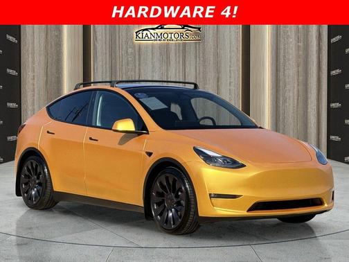 Yellow Wrap 2023 Tesla Model Y Performance Dual Motor All-Wheel Drive
