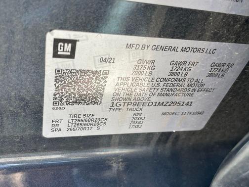 Sky 2021 GMC Sierra 1500 AT4