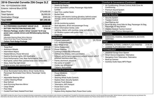 2016 Chevrolet Corvette Z06