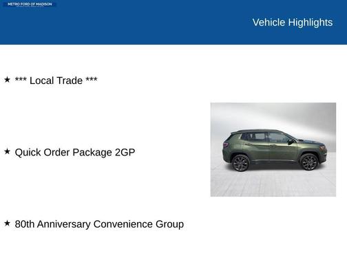 Olive Green Pearlcoat 2021 Jeep Compass 80th Special Edition