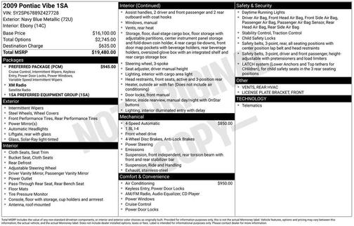 Navy Blue Metallic 2009 Pontiac Vibe Base