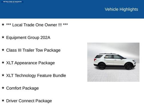 White Platinum 2018 Ford Explorer XLT