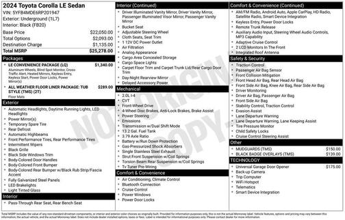 Underground 2024 Toyota Corolla LE