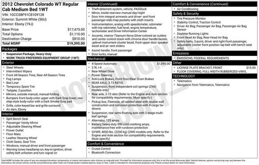 2012 Chevrolet Colorado Work Truck