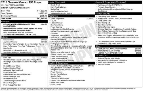 2016 Chevrolet Camaro 2SS