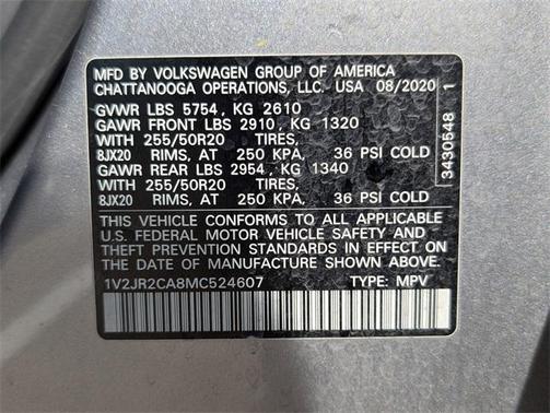 2021 Volkswagen Atlas 3.6L SE w/Technology