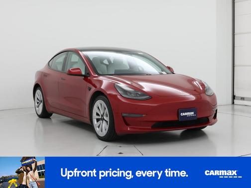 Red 2021 Tesla Model 3 Long Range