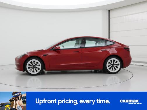 Red 2021 Tesla Model 3 Long Range