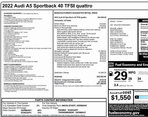 2022 Audi A5 Sportback Premium Plus