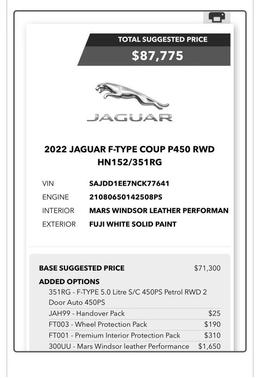 2022 Jaguar F-TYPE P450