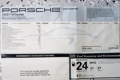 2020 Porsche 718 Cayman Base