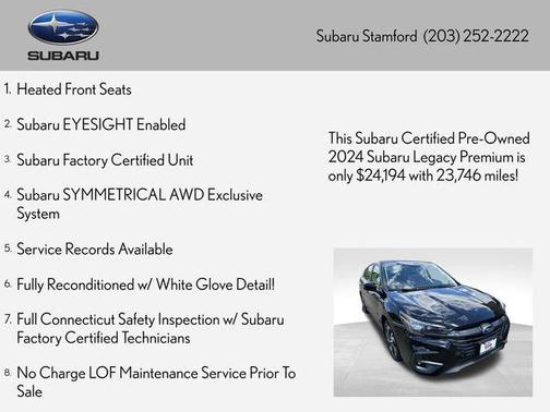 Crystal Black Silica 2024 Subaru Legacy Premium