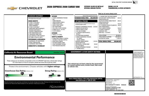 Silver Ice Metallic 2026 Chevrolet Express 2500 Work Van