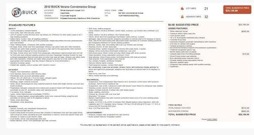 2012 Buick Verano Convenience