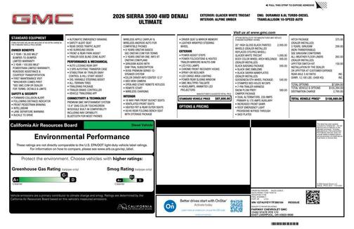 Glacier White Tricoat 2026 GMC Sierra 3500 Denali