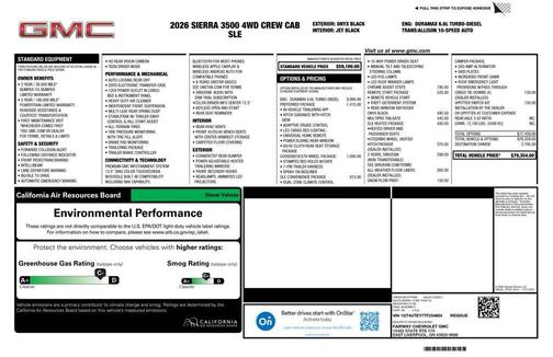 Onyx Black 2026 GMC Sierra 3500 SLE