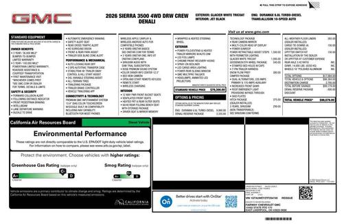 Glacier White Tricoat 2026 GMC Sierra 3500 Denali