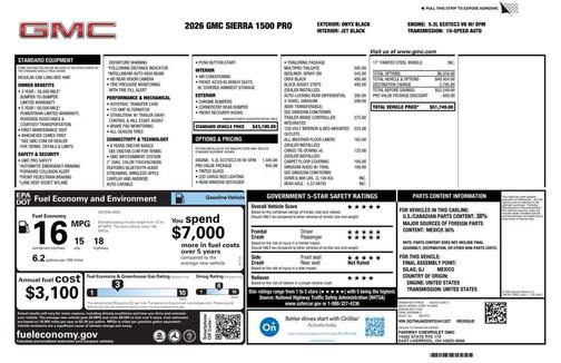 Onyx Black 2026 GMC Sierra 1500 Pro