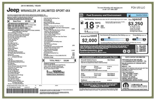 2018 Jeep Wrangler JK Unlimited Sport