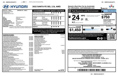 Twilight Black 2022 Hyundai SANTA FE SEL 2.4