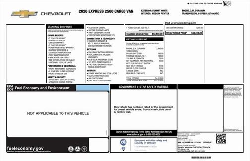 2020 Chevrolet Express 2500 RWD 2500 Regular Wheelbase WT