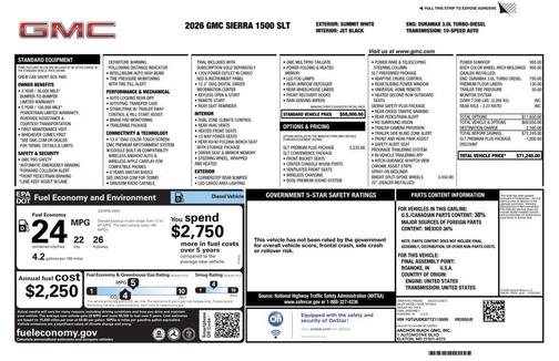 Summit White 2026 GMC Sierra 1500 SLT
