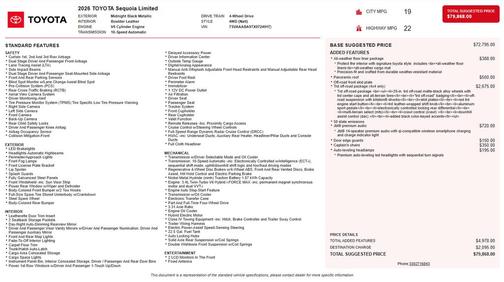 Midnight Black Metallic 2026 Toyota Sequoia Limited