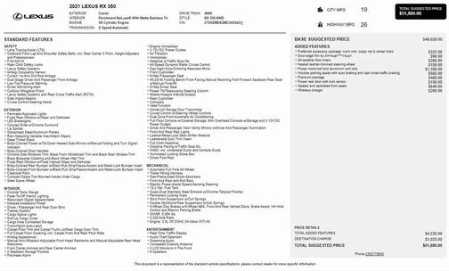 2021 Lexus RX 350 Base