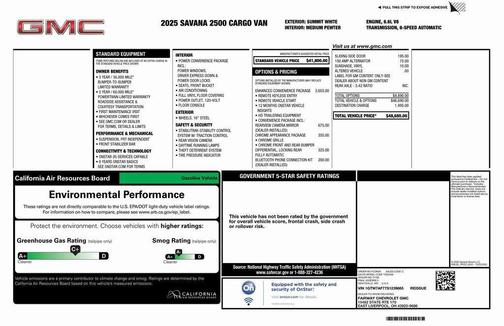 Summit White 2025 GMC Savana 2500 Work Van